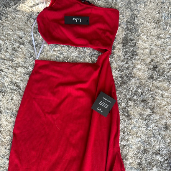 Lulu’s red, ribbed, cut out, midi dress with slit - Picture 4 of 7